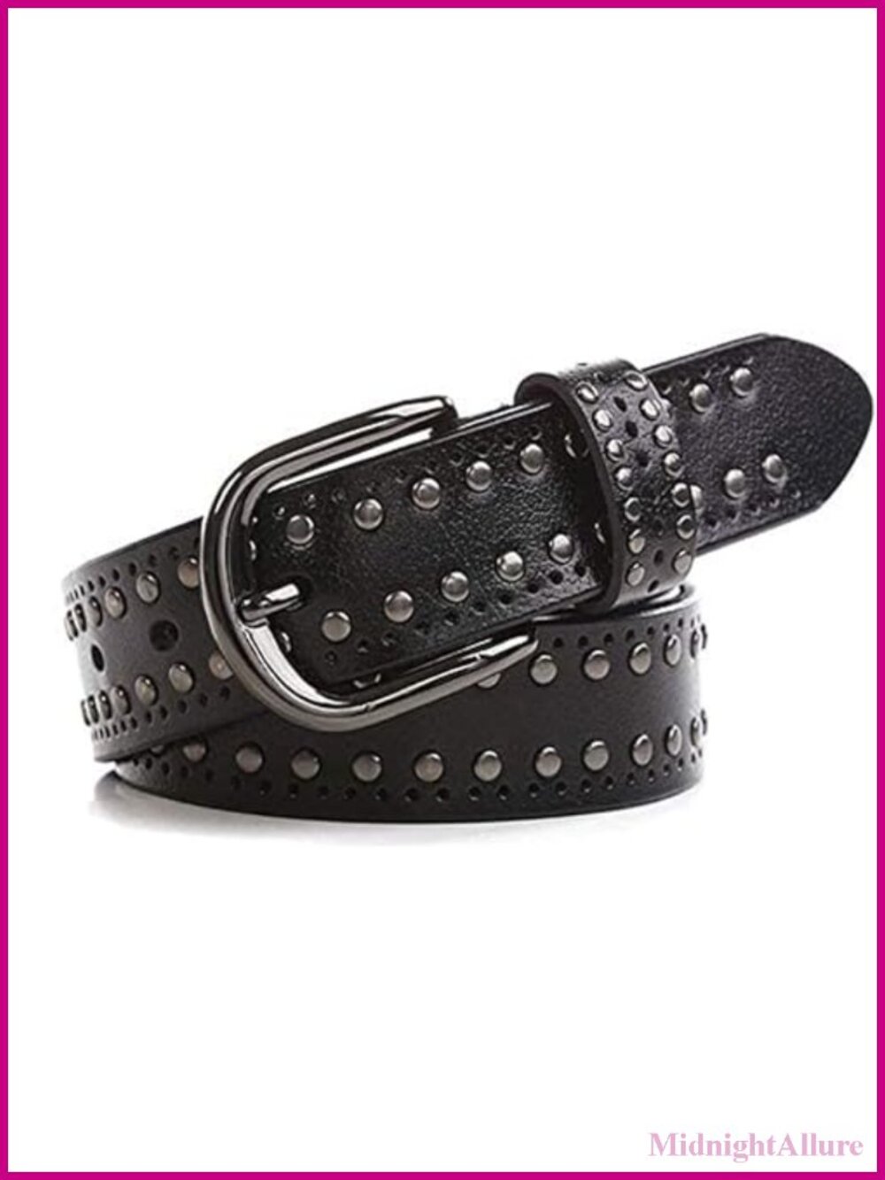 YCMI Women's Studded PU Leather Belt Punk Rock Rivets Adjustable Jeans Pants